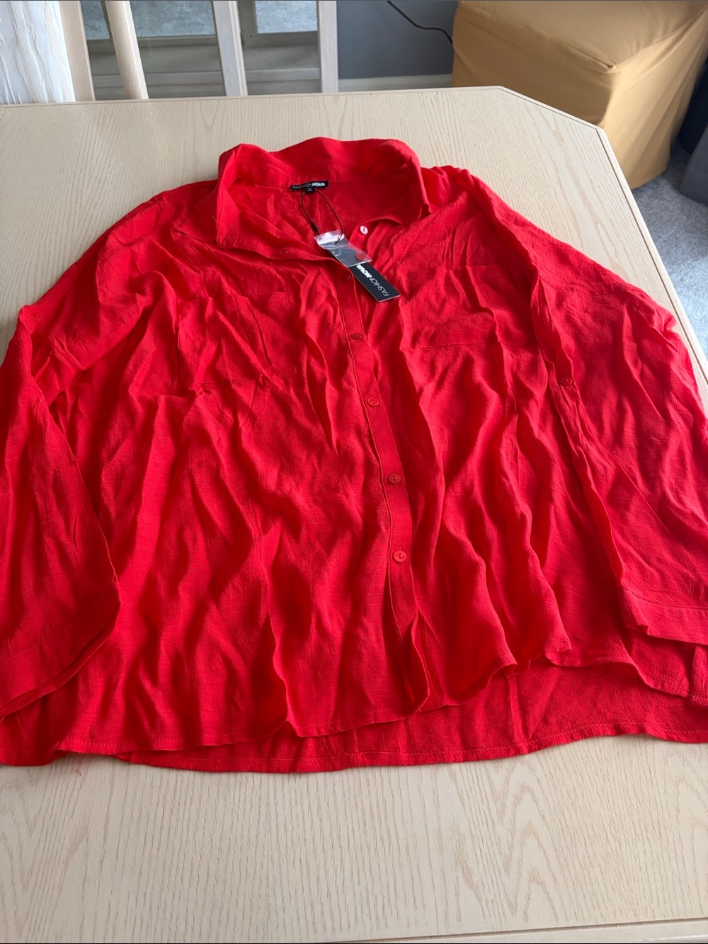 Fashion Nova Red Button-Down Women's Blouse